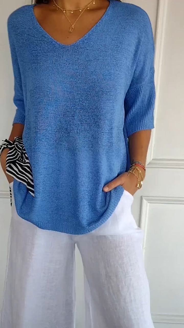 Anne | Top en maille à col en V
